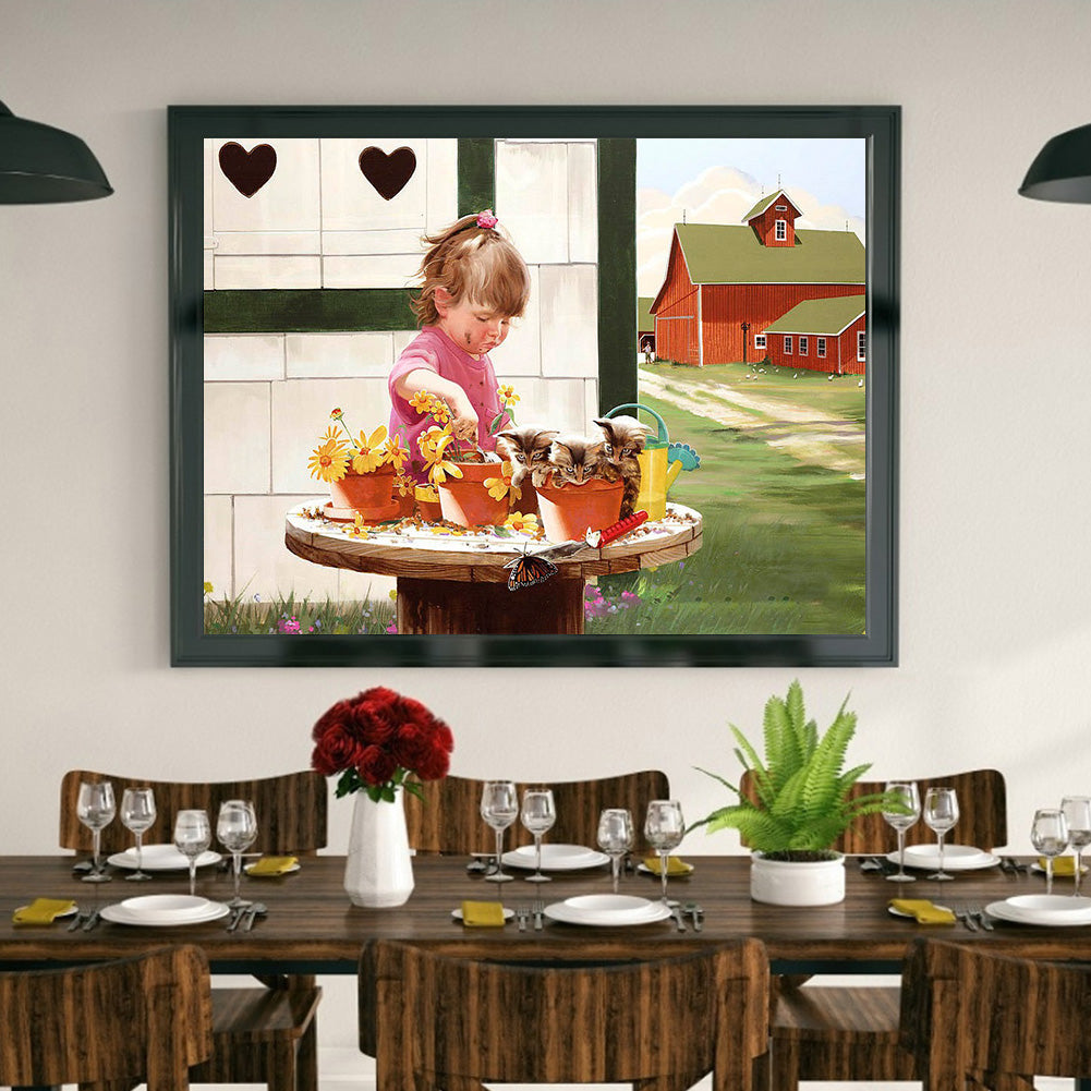 Kids Playing - Full Round Drill Diamond Painting 40*30CM