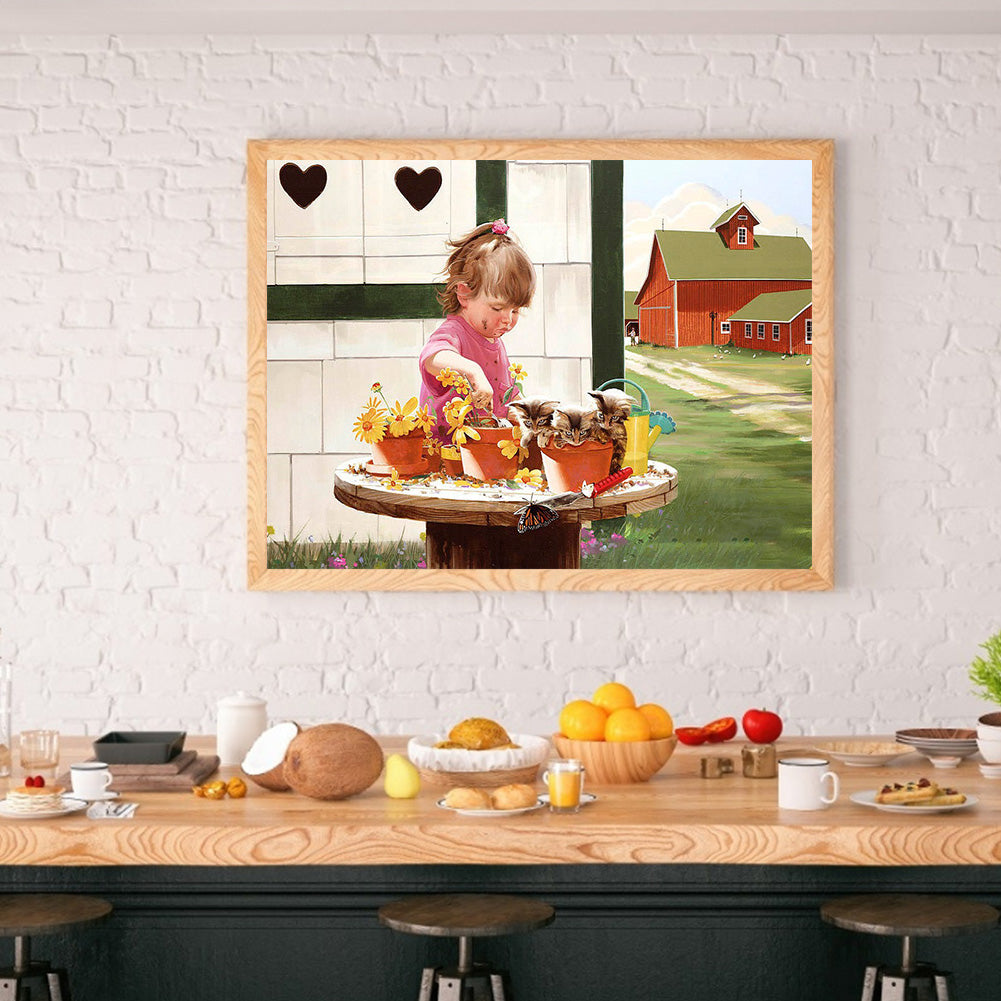 Kids Playing - Full Round Drill Diamond Painting 40*30CM