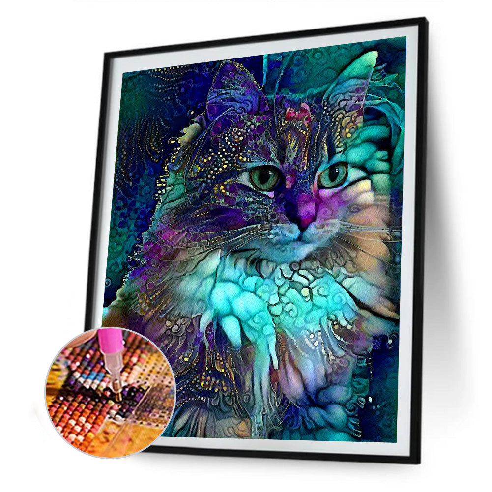 Blue Cats - Full Round Drill Diamond Painting 30*40CM