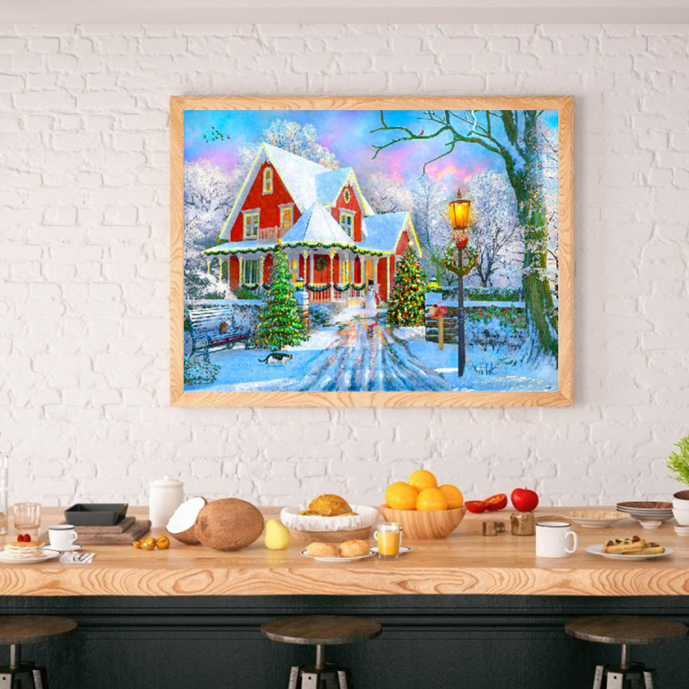 Christmas House - Full Round Drill Diamond Painting 40*30CM