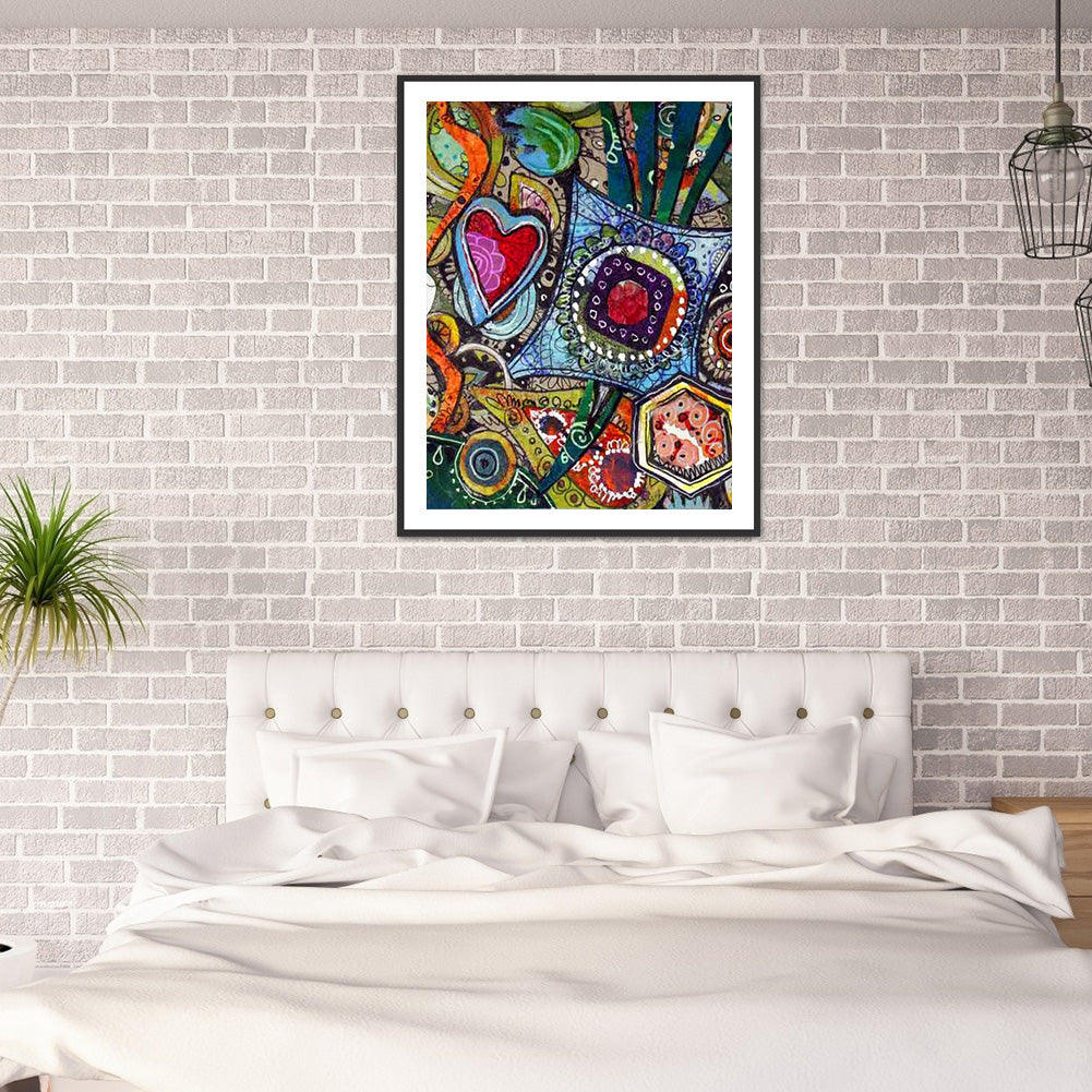 Cartoon Heart - Full Round Drill Diamond Painting 30*40CM