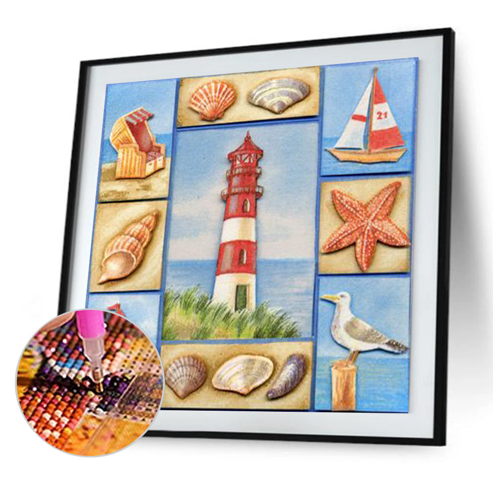 Sea Collage - Full Round Drill Diamond Painting 30*30CM