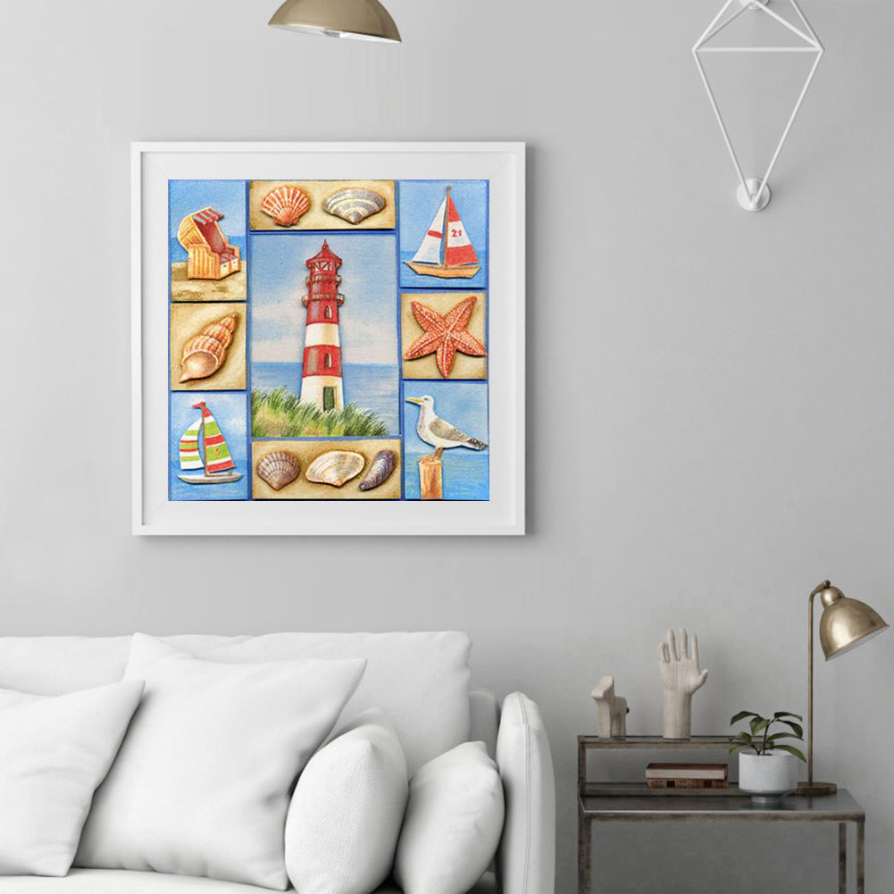 Sea Collage - Full Round Drill Diamond Painting 30*30CM