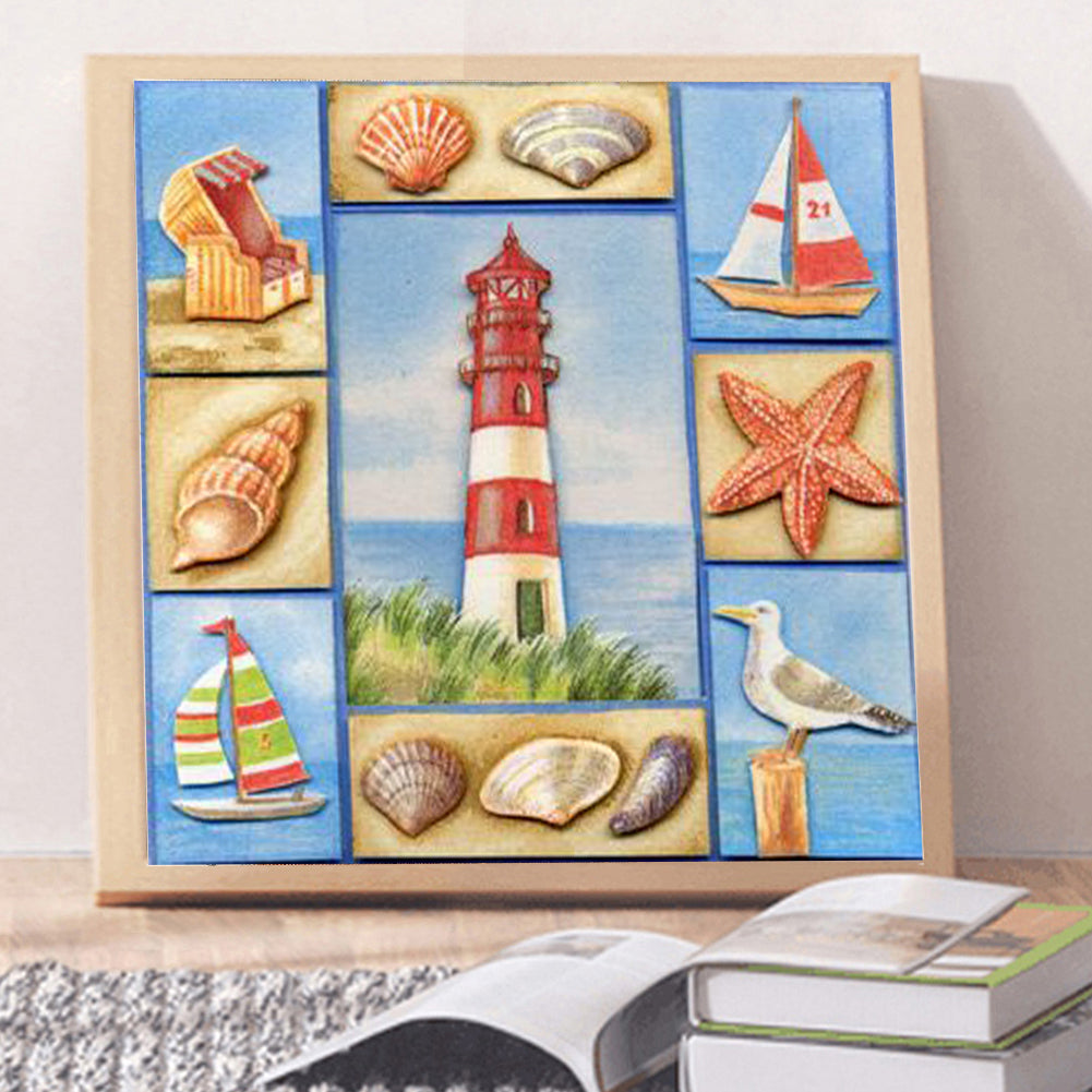 Sea Collage - Full Round Drill Diamond Painting 30*30CM