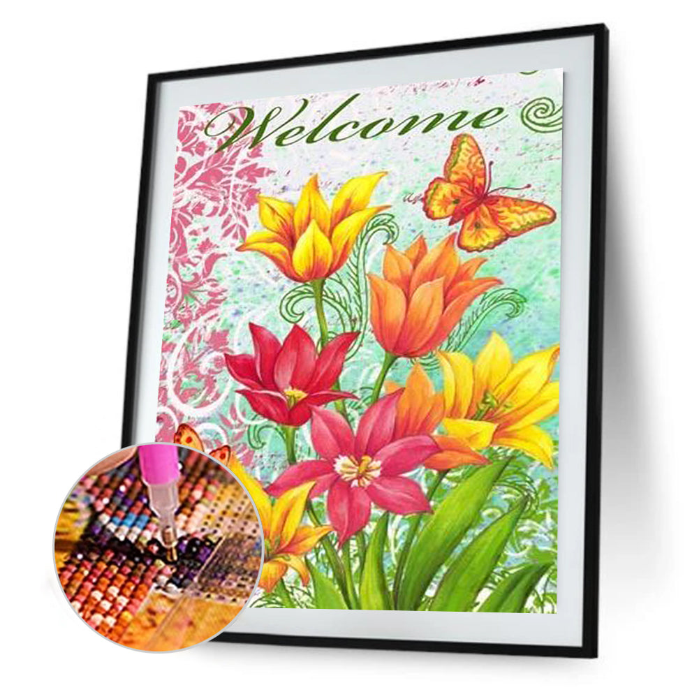 Flowers - Full Round Drill Diamond Painting 30*40CM