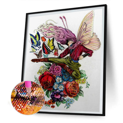 Butterfly Flower - Full Round Drill Diamond Painting 30*40CM