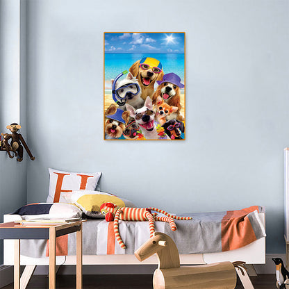 Beach Cat - Full Round Drill Diamond Painting 30*40CM