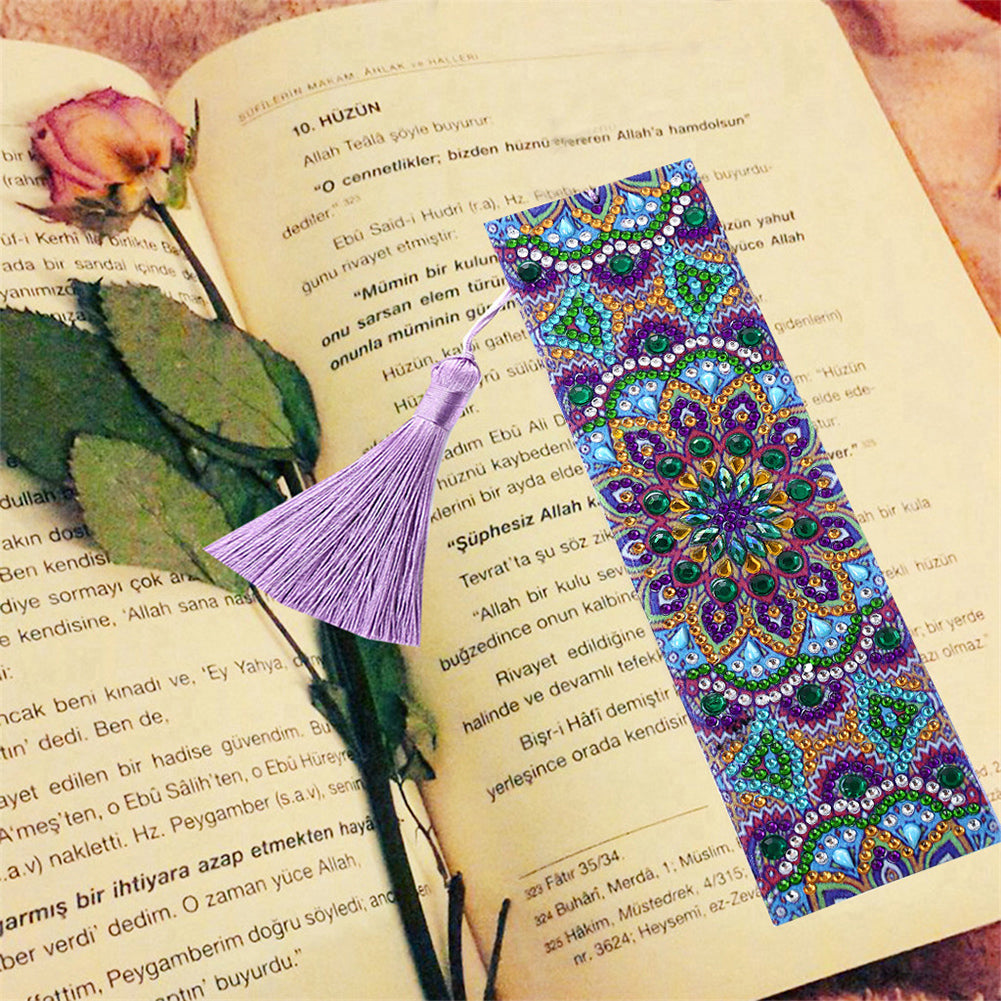 DIY Retro Mandala Diamond Painting Bookmark Special Shaped Tassel Crafts