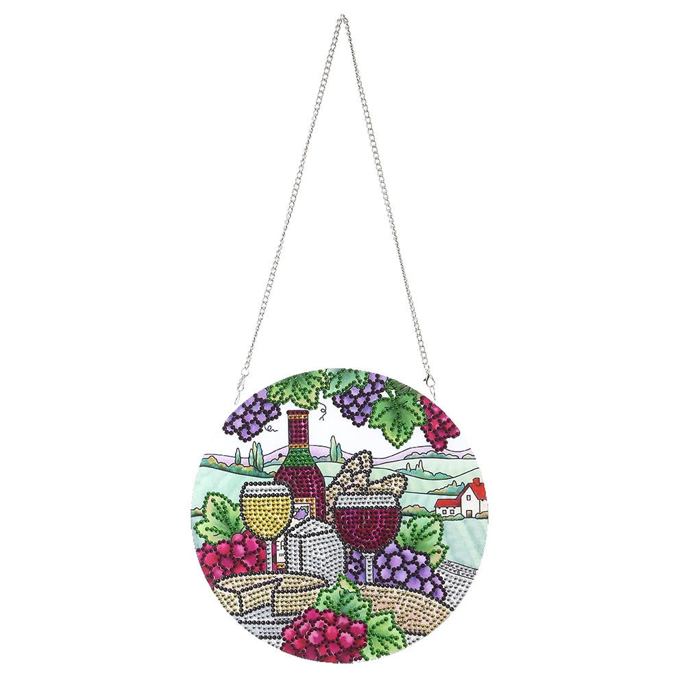 5D DIY Special Shaped Diamond Painting Pendant Kit Rhinestone Round Charm