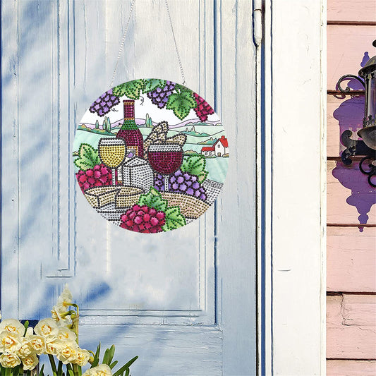 5D DIY Special Shaped Diamond Painting Pendant Kit Rhinestone Round Charm