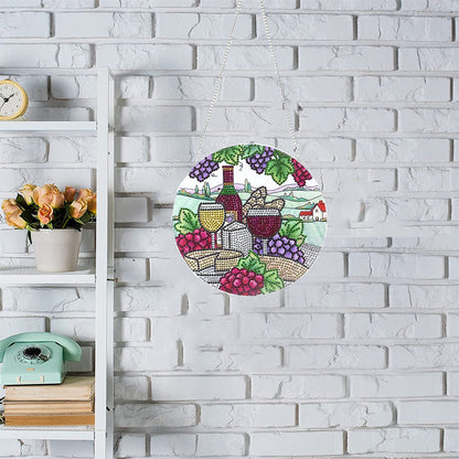 5D DIY Special Shaped Diamond Painting Pendant Kit Rhinestone Round Charm