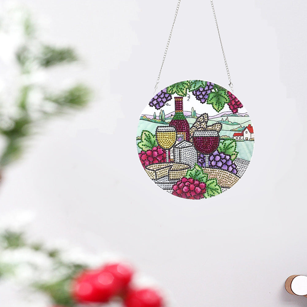 5D DIY Special Shaped Diamond Painting Pendant Kit Rhinestone Round Charm