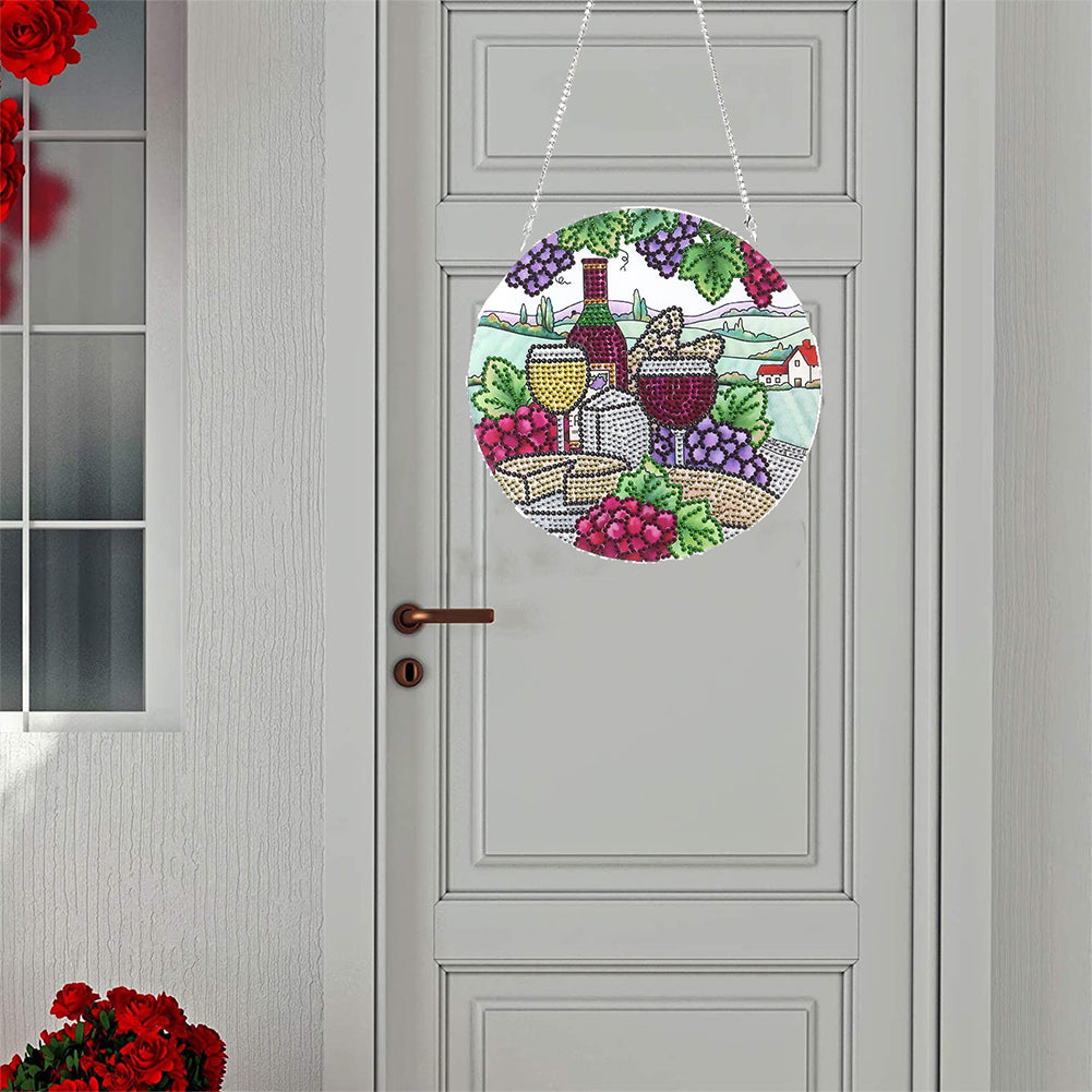 5D DIY Special Shaped Diamond Painting Pendant Kit Rhinestone Round Charm