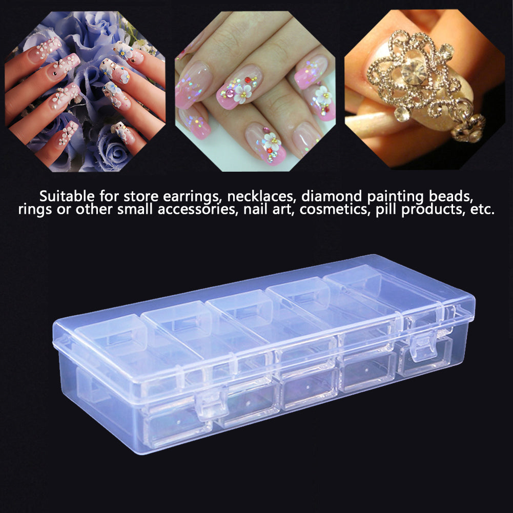 Square Diamond Painting Box Transparent Nail Beads Storage Case Container