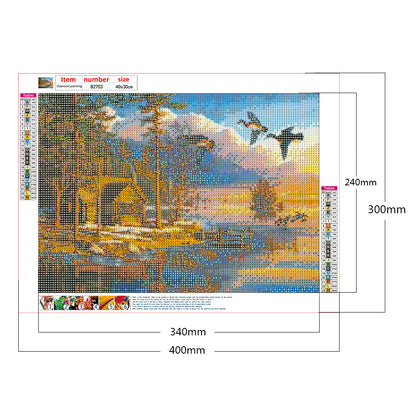 Lake Landscape - Full Round Drill Diamond Painting 40*30CM