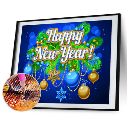 Happy New Year - Full Round Drill Diamond Painting 40*30CM