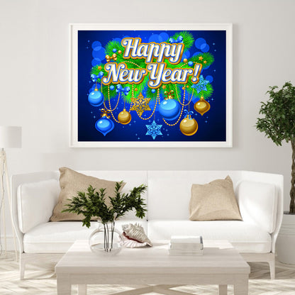 Happy New Year - Full Round Drill Diamond Painting 40*30CM