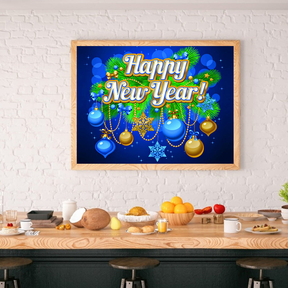 Happy New Year - Full Round Drill Diamond Painting 40*30CM