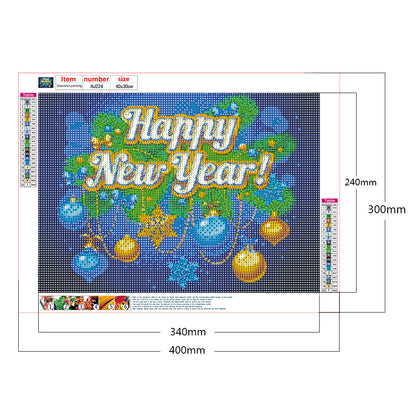 Happy New Year - Full Round Drill Diamond Painting 40*30CM