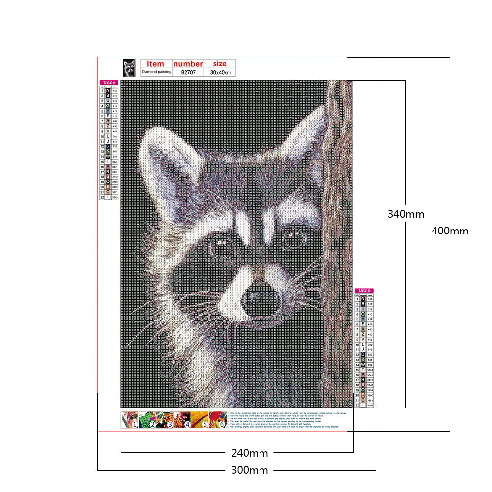 Dog Raccoon - Full Round Drill Diamond Painting 30*40CM