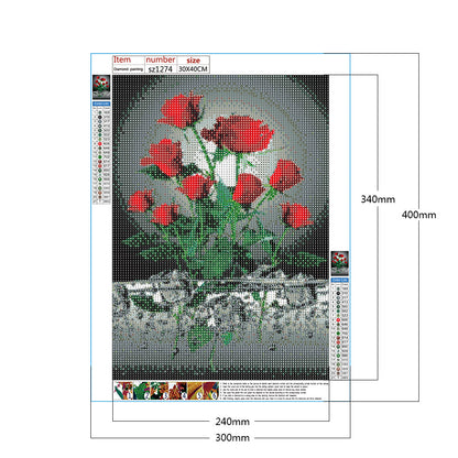 Red Rose - Full Round Drill Diamond Painting 30*40CM