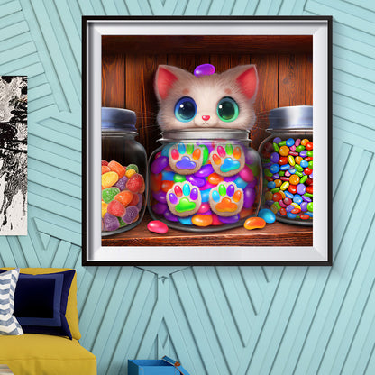 Candy Cat - Full Round Drill Diamond Painting 30*30CM