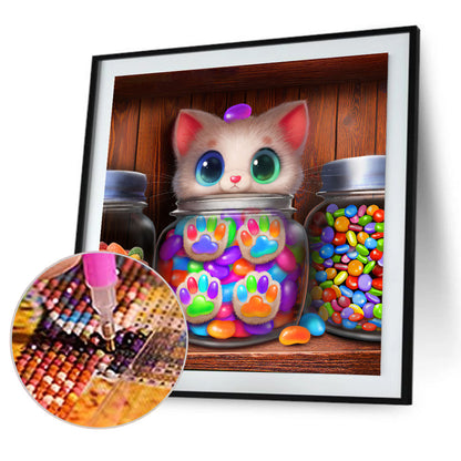 Candy Cat - Full Round Drill Diamond Painting 30*30CM