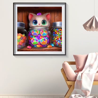 Candy Cat - Full Round Drill Diamond Painting 30*30CM