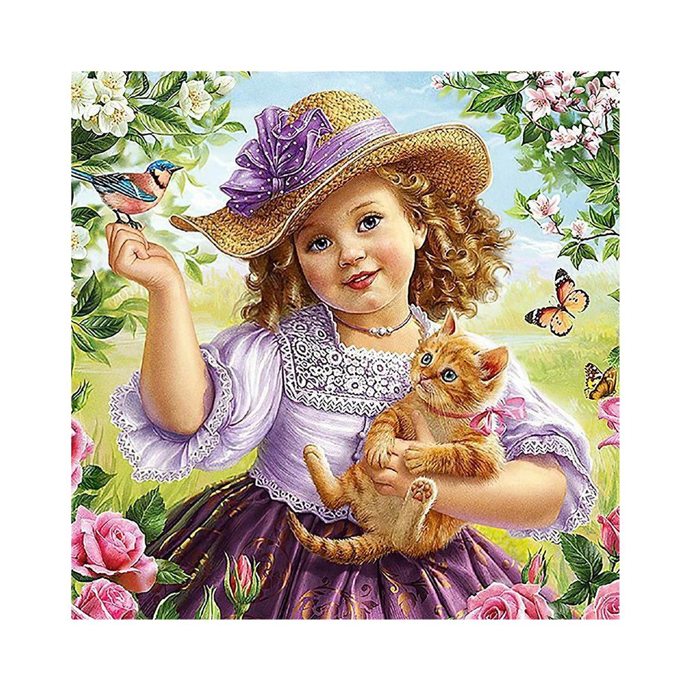 Girl Pet - Full Round Drill Diamond Painting 35*35CM