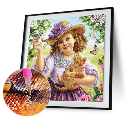 Girl Pet - Full Round Drill Diamond Painting 35*35CM