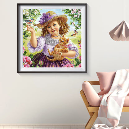 Girl Pet - Full Round Drill Diamond Painting 35*35CM