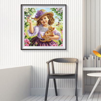 Girl Pet - Full Round Drill Diamond Painting 35*35CM