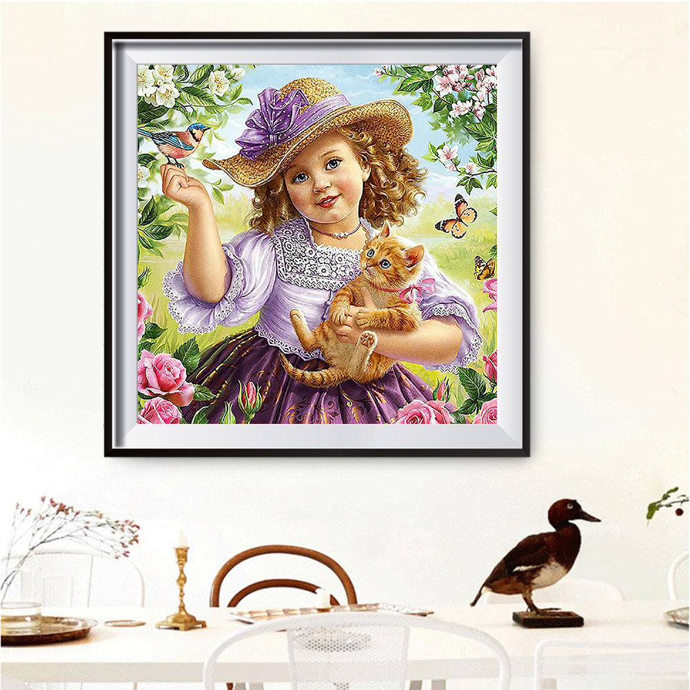 Girl Pet - Full Round Drill Diamond Painting 35*35CM