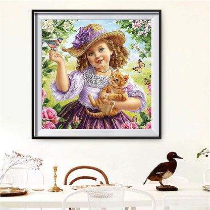 Girl Pet - Full Round Drill Diamond Painting 35*35CM