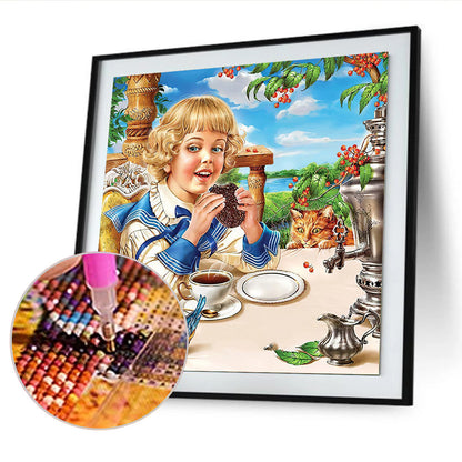 Girl Pet - Full Round Drill Diamond Painting 35*35CM