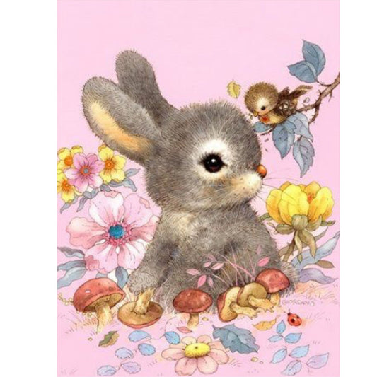 Flowering Bunny - Full Round Drill Diamond Painting 30*40CM