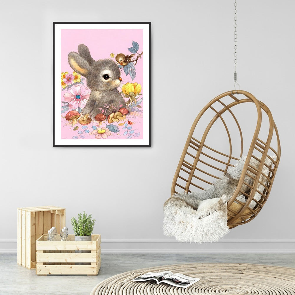 Flowering Bunny - Full Round Drill Diamond Painting 30*40CM
