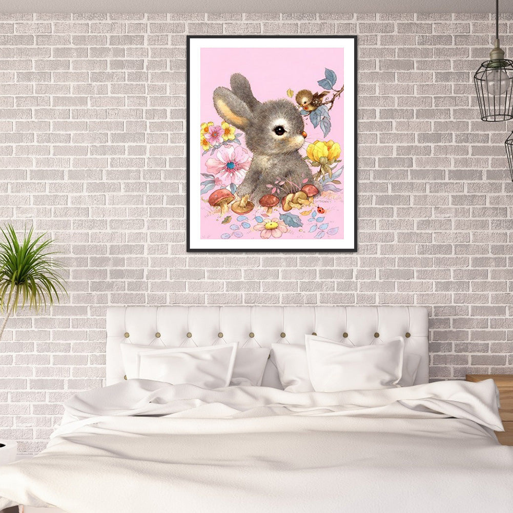 Flowering Bunny - Full Round Drill Diamond Painting 30*40CM