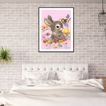 Flowering Bunny - Full Round Drill Diamond Painting 30*40CM
