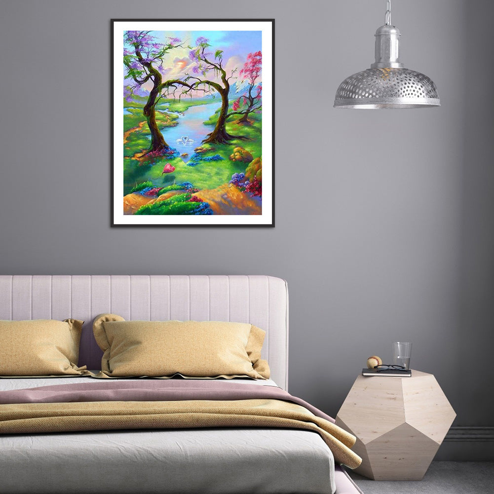 Forest Landscape - Full Round Drill Diamond Painting 30*40CM