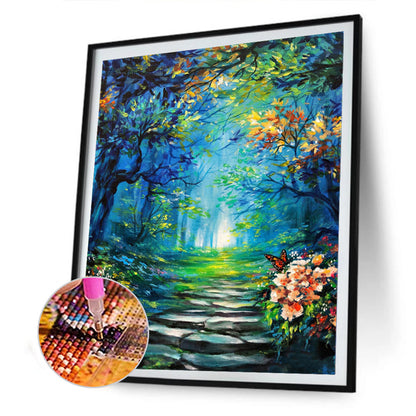 Forest Landscape - Full Round Drill Diamond Painting 30*40CM