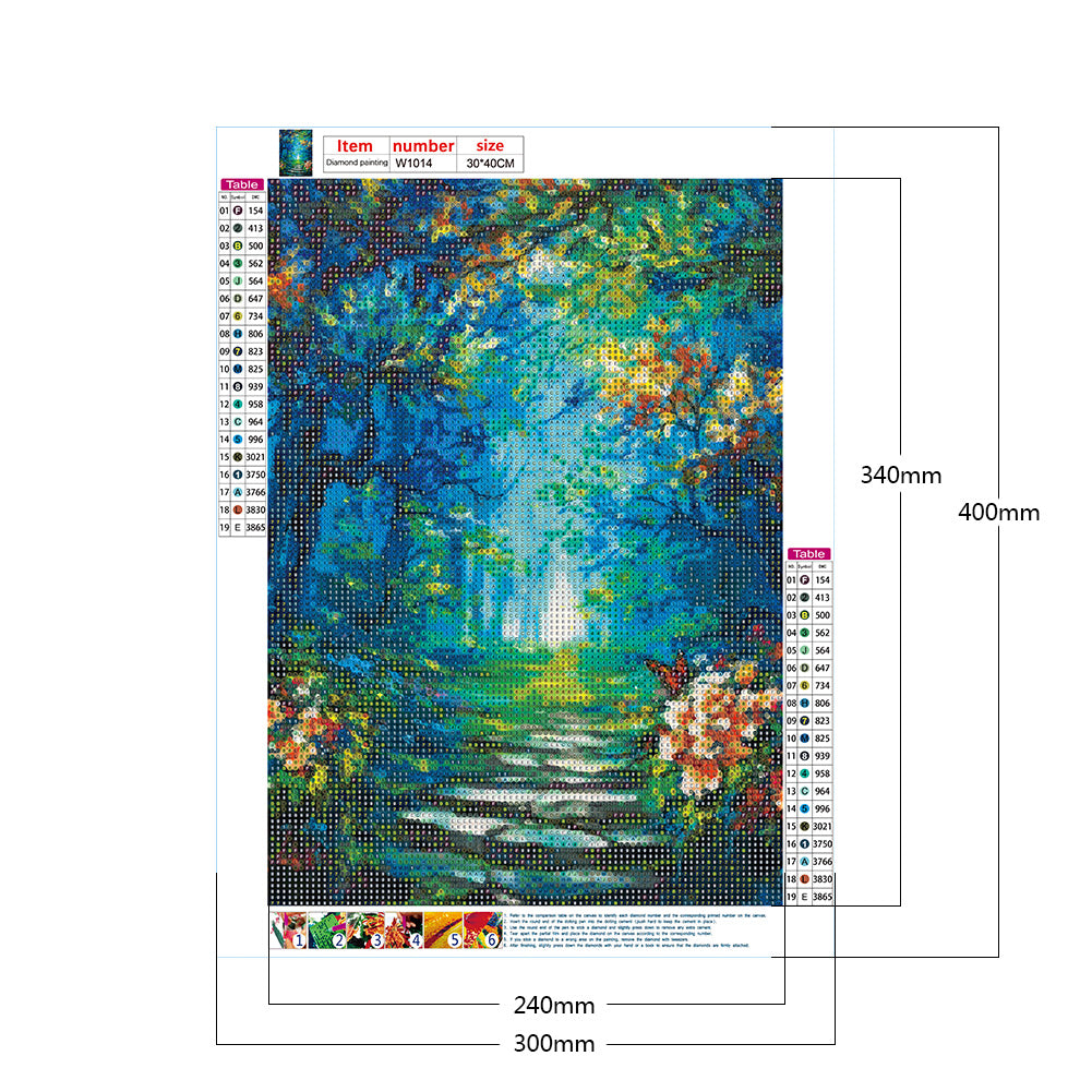 Forest Landscape - Full Round Drill Diamond Painting 30*40CM