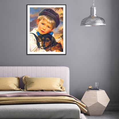 Boy Dog - Full Round Drill Diamond Painting 30*40CM