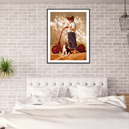 Boy Dog - Full Round Drill Diamond Painting 30*40CM