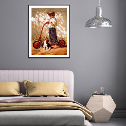 Boy Dog - Full Round Drill Diamond Painting 30*40CM