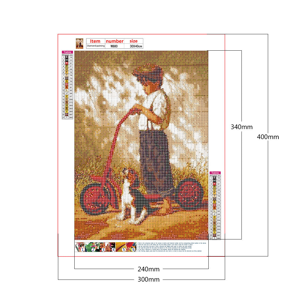 Boy Dog - Full Round Drill Diamond Painting 30*40CM
