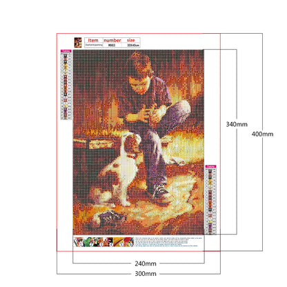 Boy Dog - Full Round Drill Diamond Painting 30*40CM