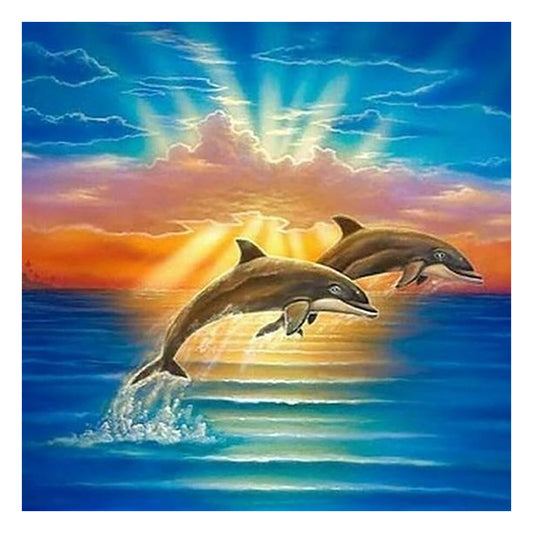 Jumping Dolphin - Full Round Drill Diamond Painting 30*30CM