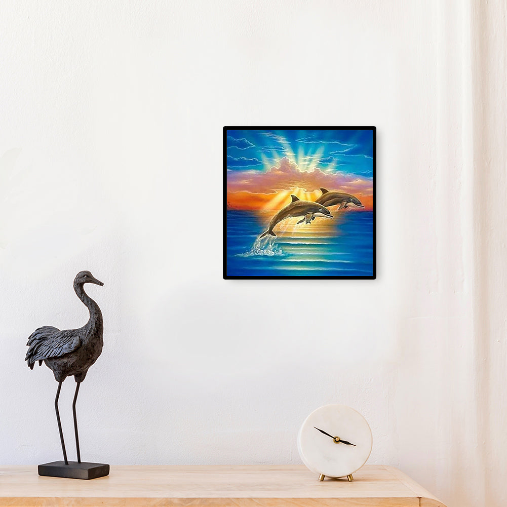 Jumping Dolphin - Full Round Drill Diamond Painting 30*30CM