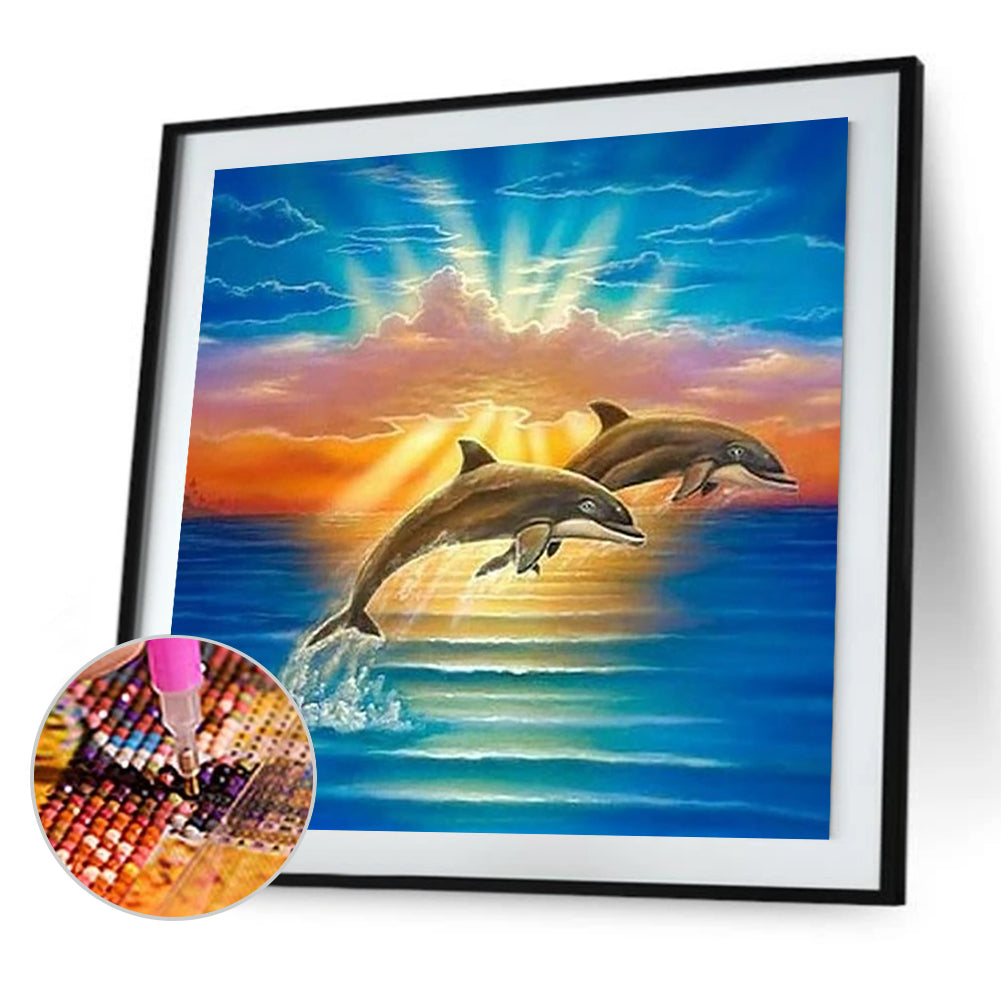 Jumping Dolphin - Full Round Drill Diamond Painting 30*30CM